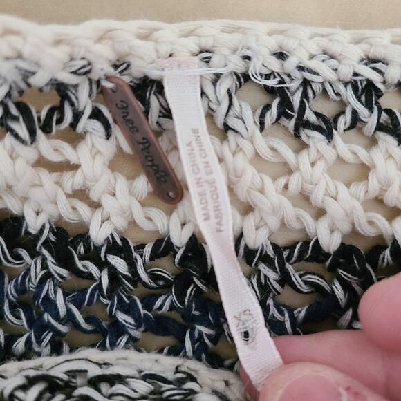 FREE PEOPLE Oversized Dolman Open Knit Stripes Linen Cotton Women Sweater XS - Picture 7 of 15